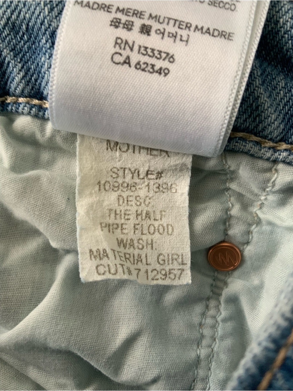 NWT MOTHER SUPERIOR Jeans Half Pipe Flood Material Girl Blue Size 34 - Picture 12 of 14